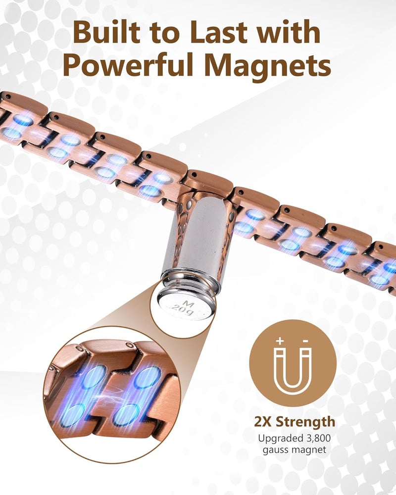 Feraco Copper Cross Bracelet for Men,Magnetic Therapy Bracelet Copper Jewelry with Powerful 3800 Gauss Magnets - Image 3